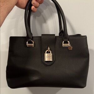 Guess Black Satchel with Gold Accents
